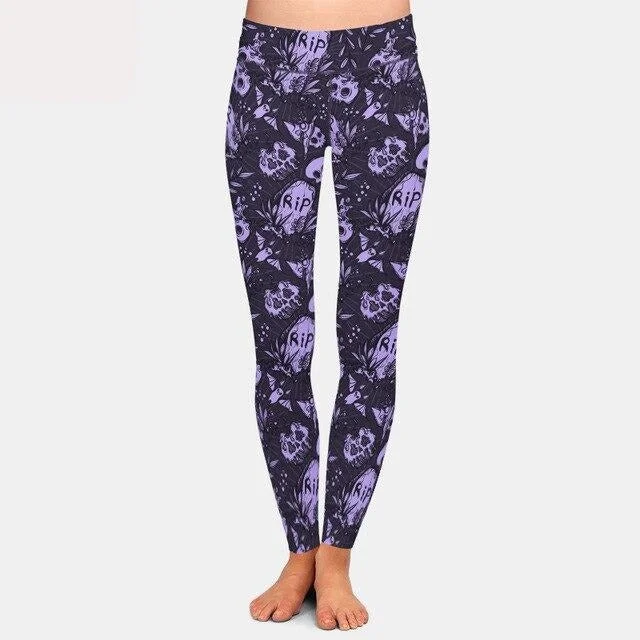 Ladies Assorted Halloween Printed Leggings Trendy High-Compression Leggings