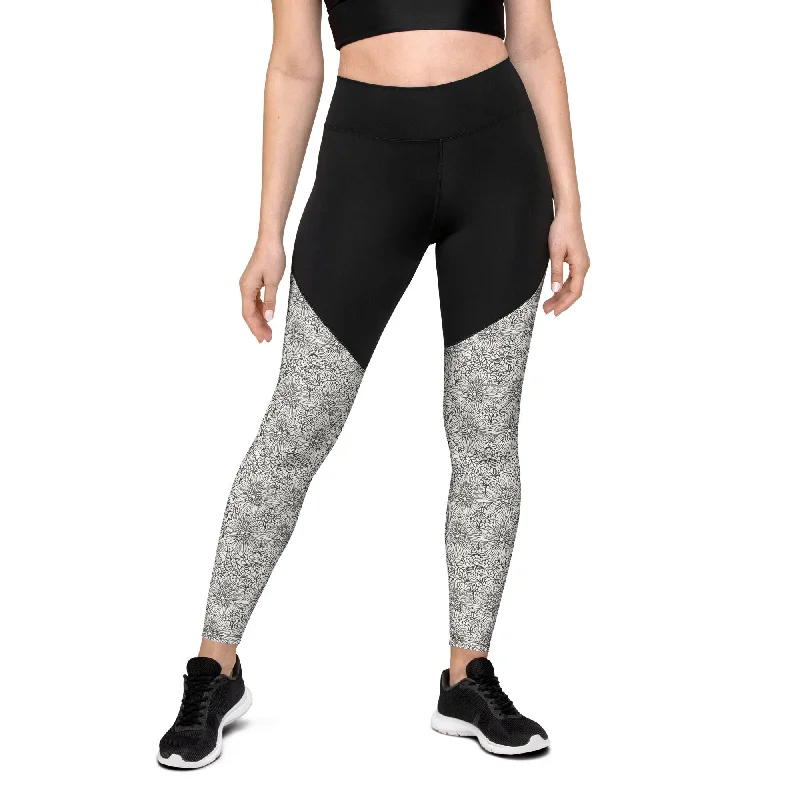 Legging de sport "Fleurs blanches" Stylish Colorful Activewear Leggings