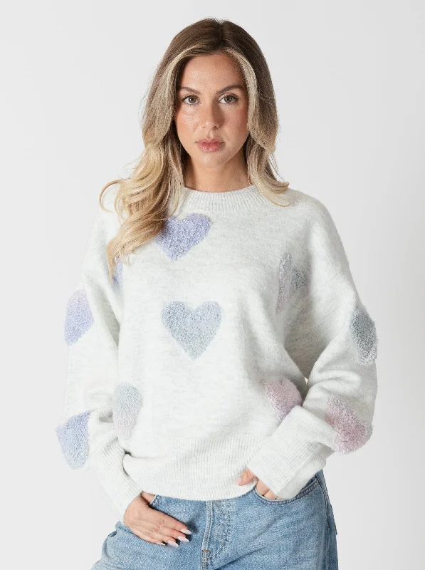 Ajax Eco Sherpa Heart Sweater Boxy Sweater Fitted Sweater A-Line