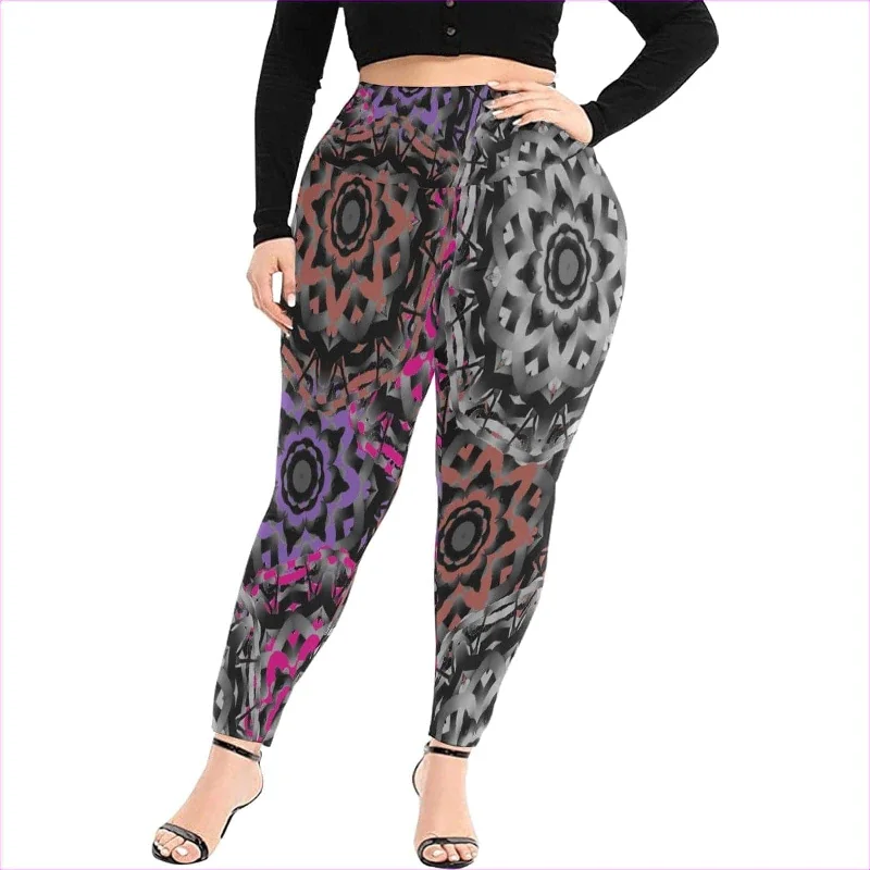 Mandala Graffiti Womens High Waist Leggings Voluptuous (+) Plus Size Stylish Camo Print Leggings