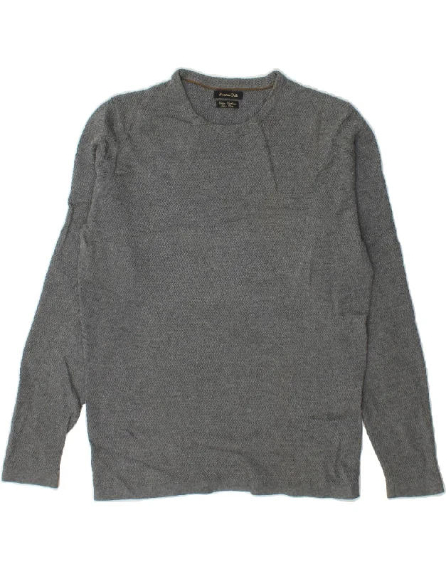 MASSIMO DUTTI Womens Crew Neck Jumper Sweater UK 10 Small Grey Cotton Layered Multi-layer Single Layer