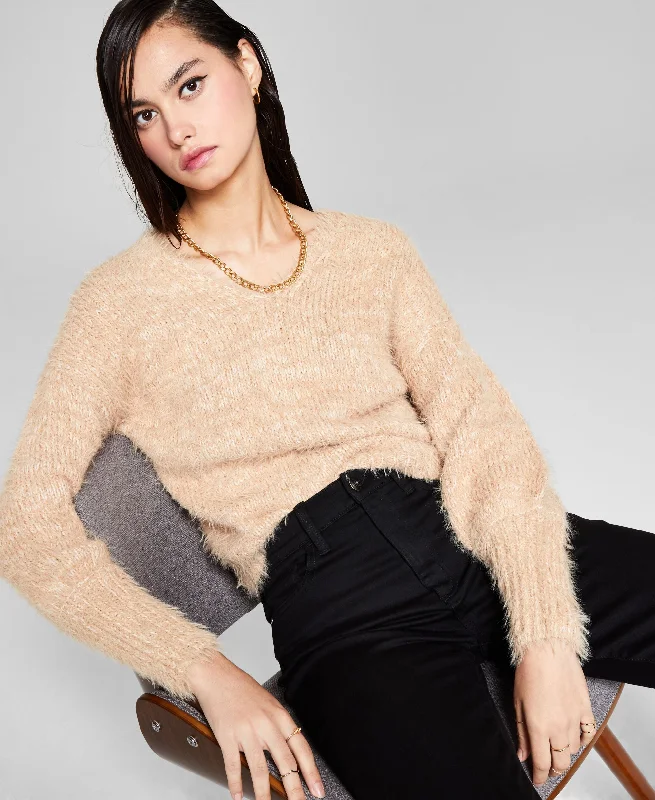 Now This V Neck Eyelash Knit Sweater Sweater Knitwear Pullover