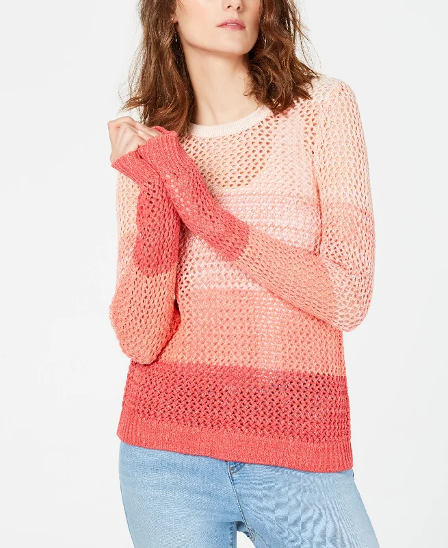 Ombre Open Knit Sweater Open Front Closed Front Wrap Front