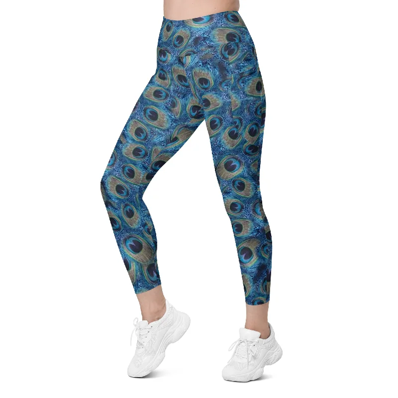 ELEVATED ESSENTIALS, THE PERFECT SIDE POCKET LEGGING PRETTY AS A PEACOCK Trendy Cut-Out Activewear Leggings