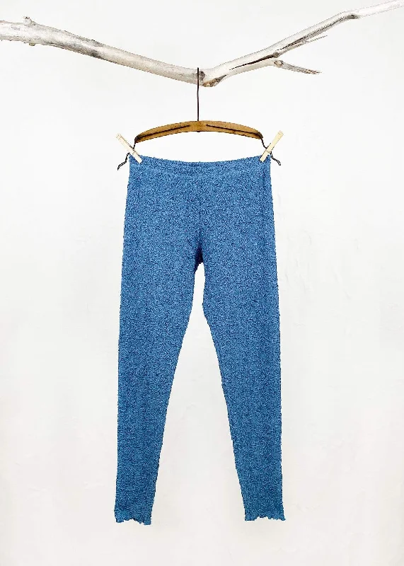 Provincial Blue Razy Textured Legging Comfortable Capri-Length Leggings