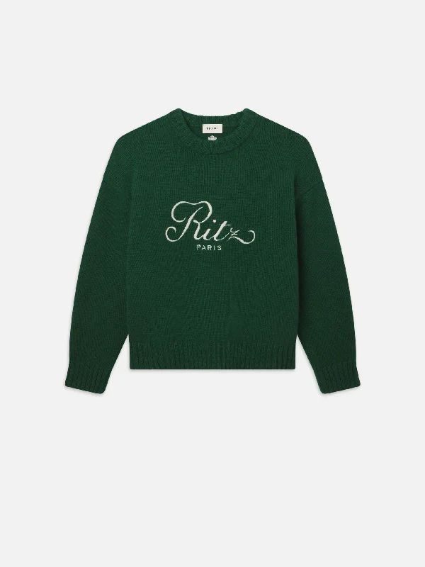 Ritz Unisex Cashmere Sweater -- Hunter Green Fleece Fabric Down Fabric Feather Fabric