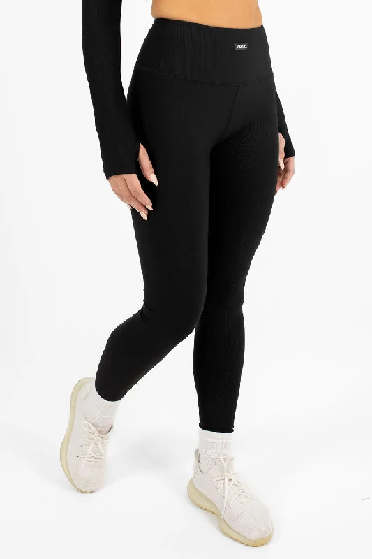 Tempo Ribbed Leggings Fashionable Fitted Workout Leggings