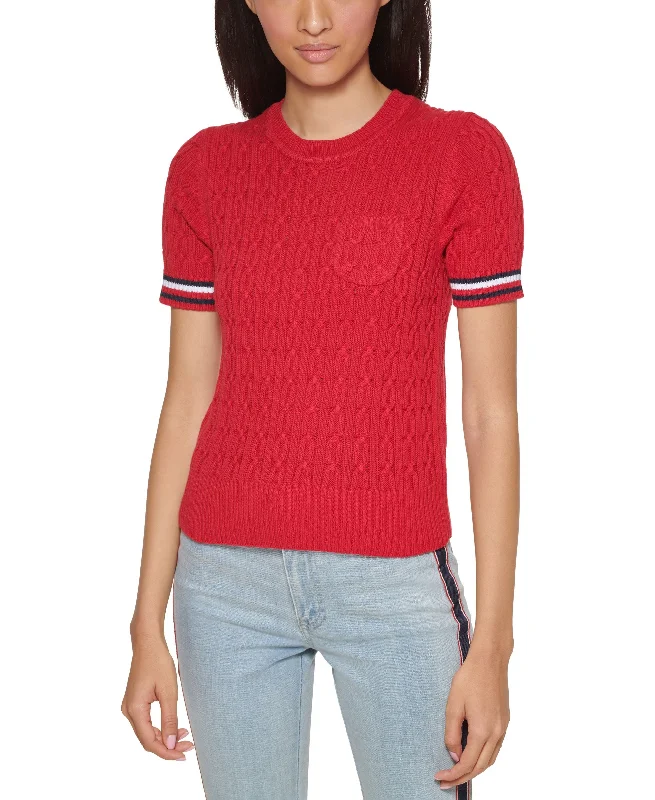 Tommy Hilfiger Cotton Cable Knit Crew Neck Sweater Turtle Neck Boat Neck Asymmetrical Neck