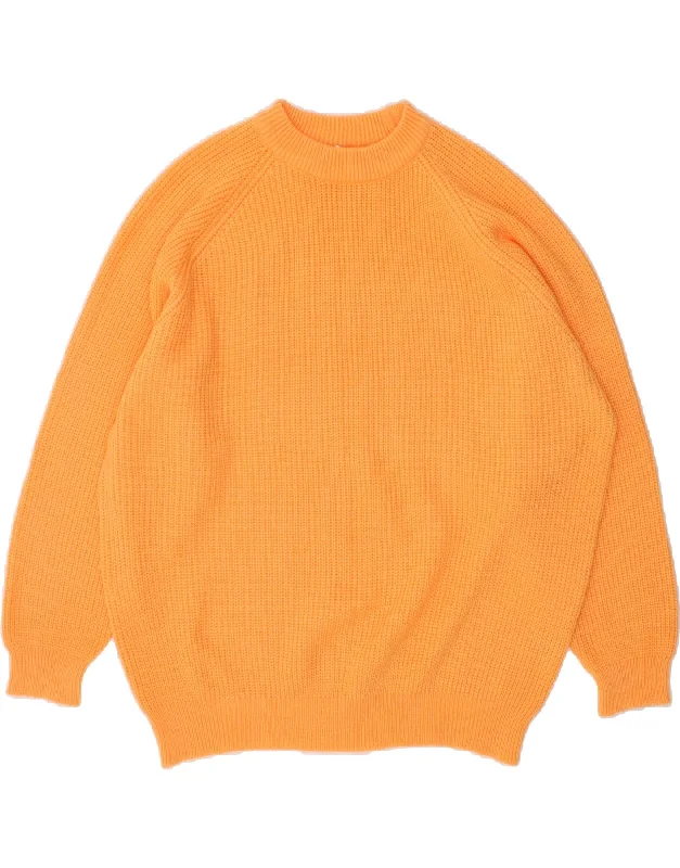 VINTAGE Womens Crew Neck Jumper Sweater UK 22/24 3XL Orange Tailored Straight A-Line