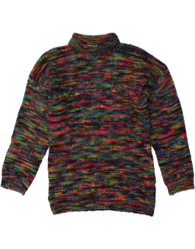 VINTAGE Womens Roll Neck Jumper Sweater UK 16 Large Multicoloured Flecked Cashmere Blend Cotton Blend Poly Blend