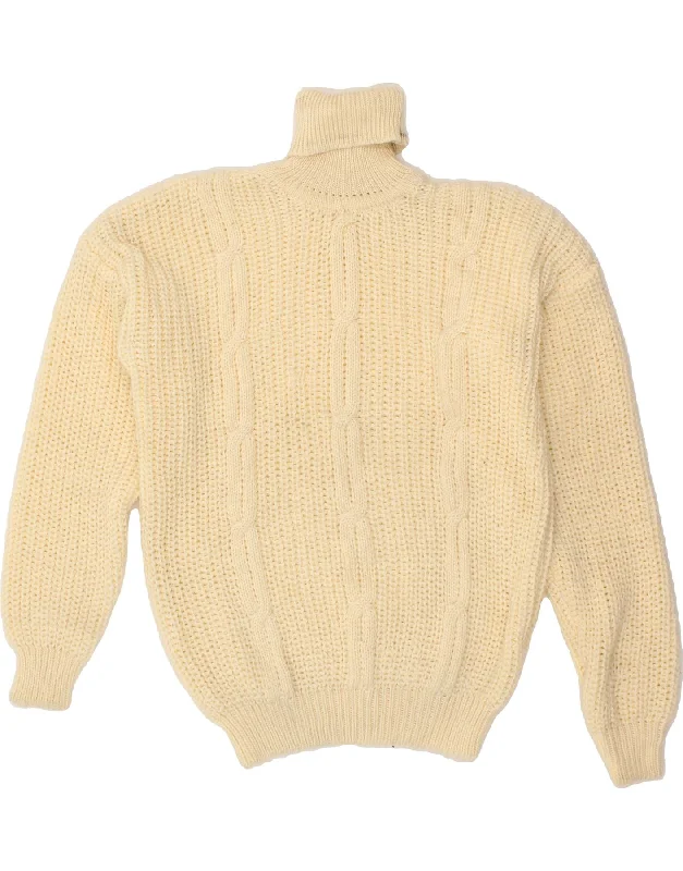 VINTAGE Womens Roll Neck Jumper Sweater UK 20 2XL Beige Notch Collar Peter Pan Collar Cowl Neck