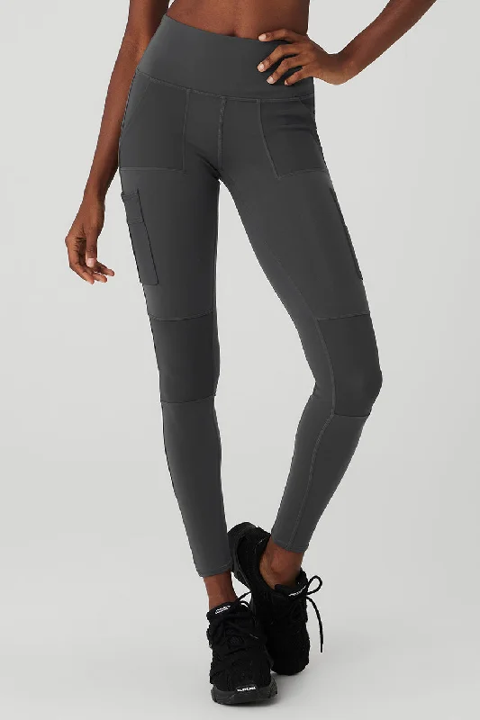 High-Waist Cargo Legging - Anthracite Fashionable Smooth Fit Leggings