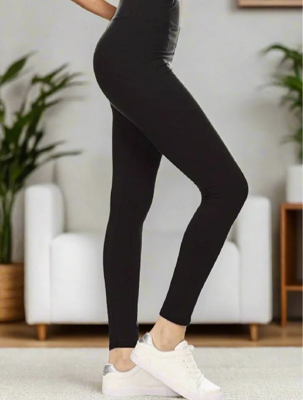 Womens Solid Black Leggings, Soft Yoga Pants, Sizes 18-22, Yoga Waist, $10 With Order Stylish High-Waisted Leggings