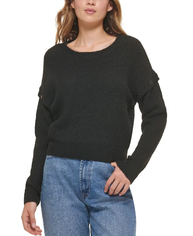 Women's Drop-Shoulder Long-Sleeve Sweater Elasticated Padded Insulated