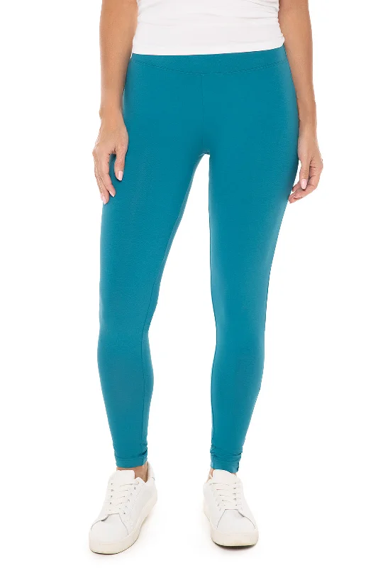 Women's Monterey Summer Leggings | Tahitian Teal Trendy Color Block Leggings