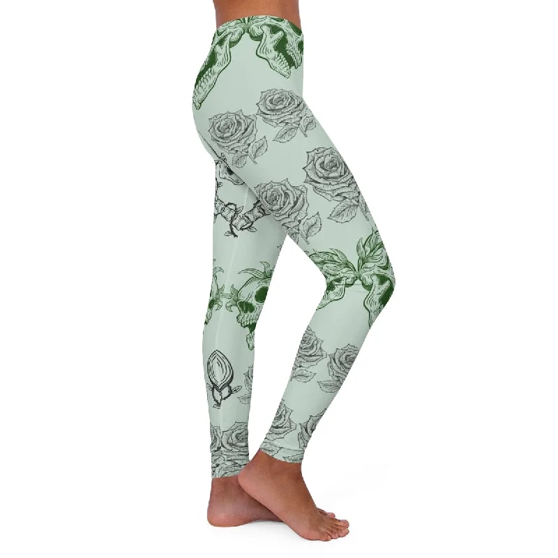 Women's Skull Print Spandex Leggings Elegant Printed Leggings with Pockets