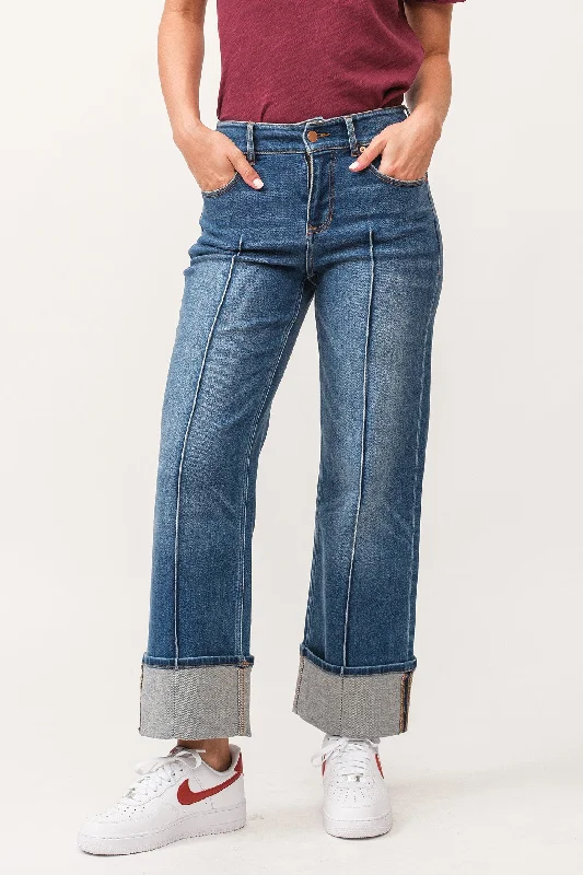 Dear John Holly High Rise Cuffed Hem Straight Jeans Provance Comfortable Zip-Up Skinny Jeans