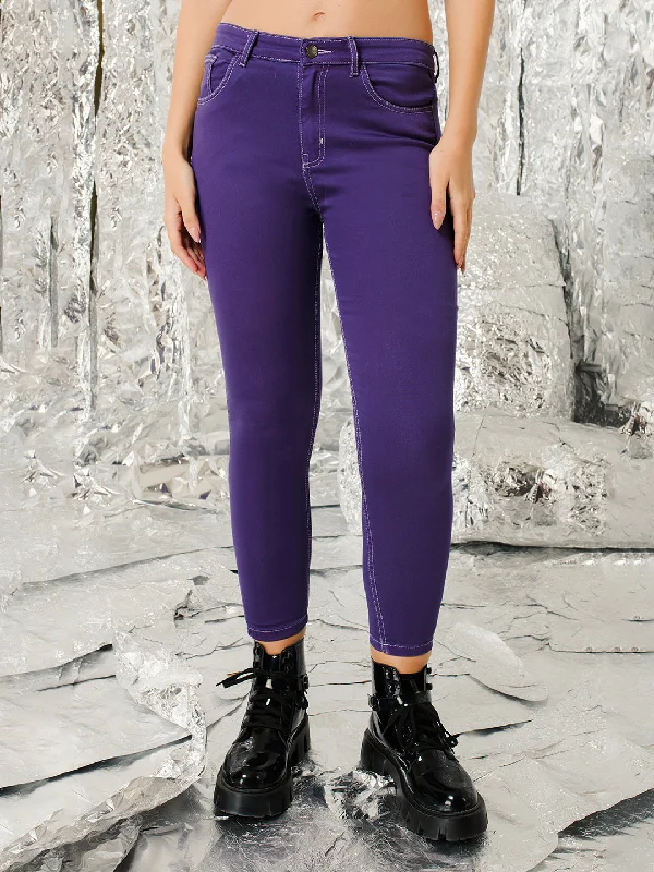 TANDUL  Women Regular Mid Rise Purple Jeans Trendy Classic Fit Jeans