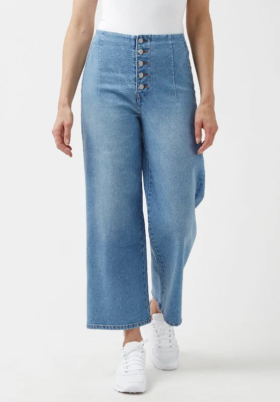 High Rise Cropped Adela Women's Jeans with Buttoned Fly - BL15874 Chic Vintage-Inspired Denim Jeans