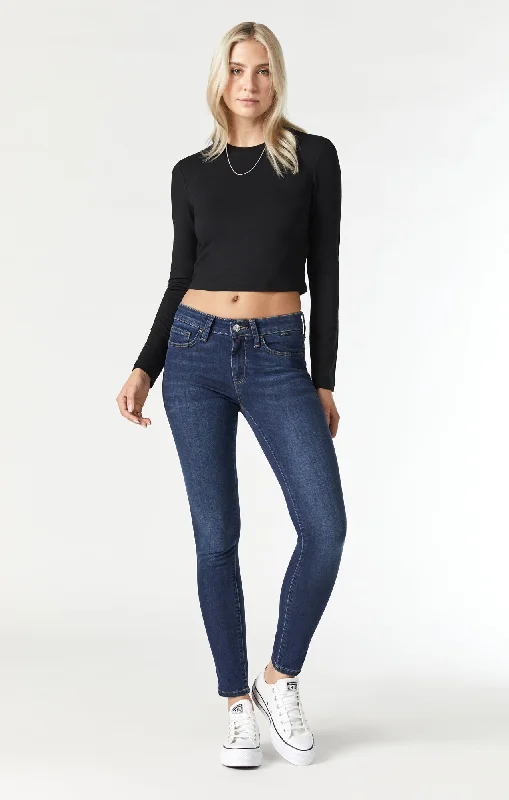 ADRIANA SUPER SKINNY JEANS IN INDIGO TRIBECA Comfortable Full-Length Denim Jeans