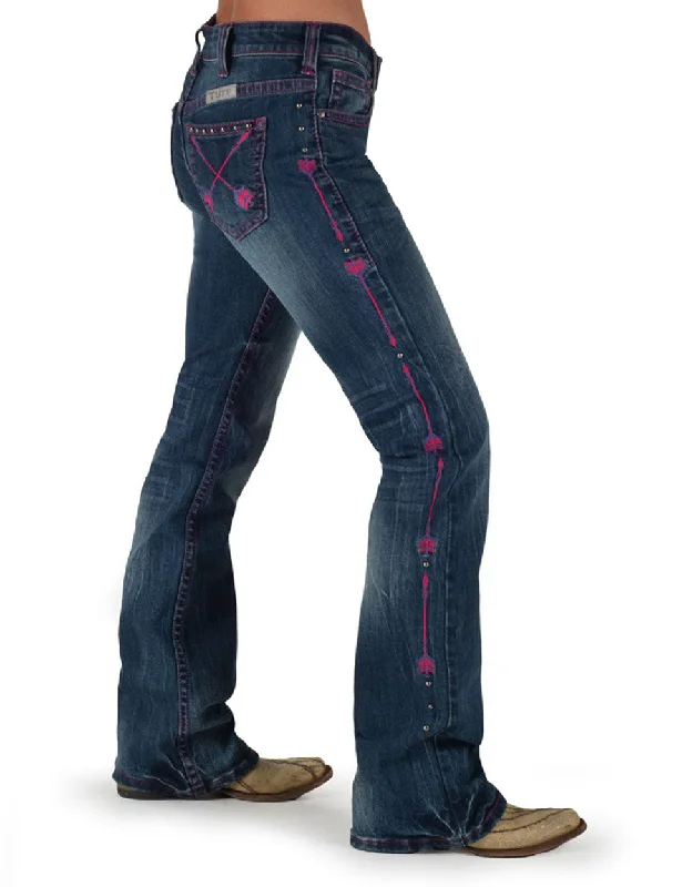 Cowgirl Tuff Pink Arrows Jeans Fashionable Button-Front Jeans