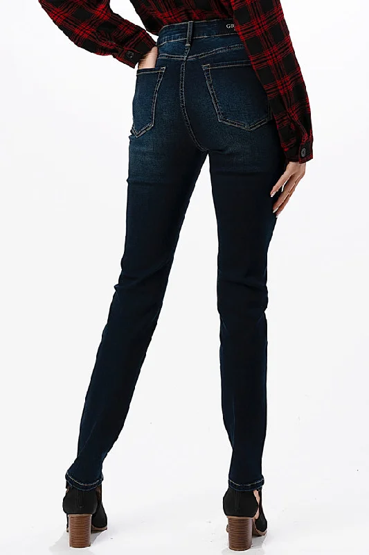 Distressed Basic Recycle & Lycra Fabric High Waisted Skinny Jeans Fashionable Raw Edge Jeans