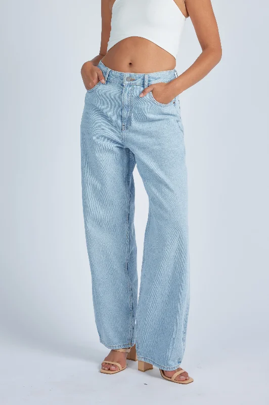 Donna Baggy Jeans - Stream Light Worn Comfortable Ankle Jeans