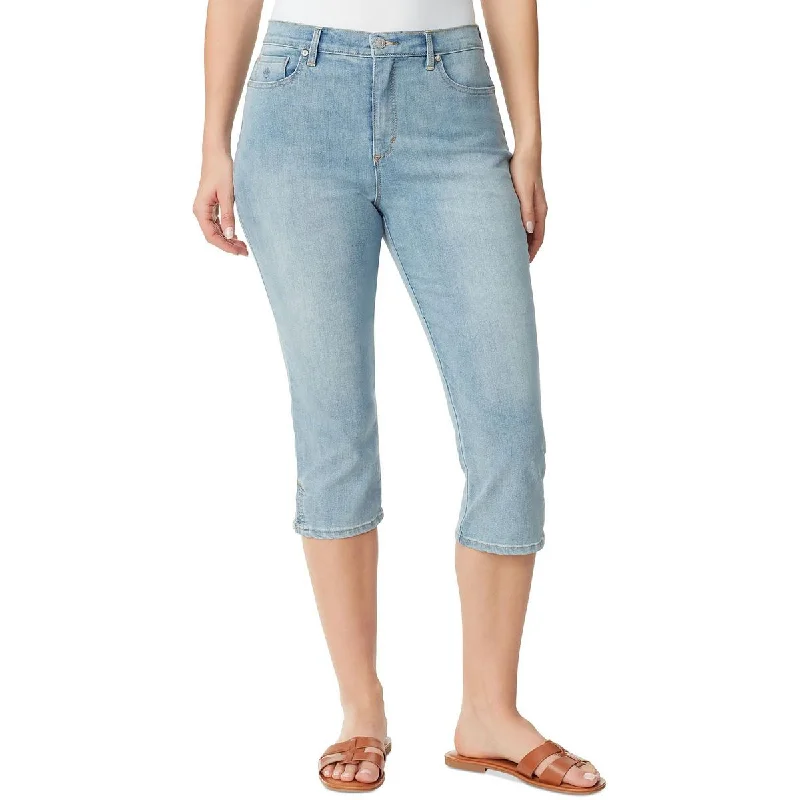 Gloria Vanderbilt Womens Amanda High Rise Light Wash Capri Jeans Casual Straight-Leg Jeans