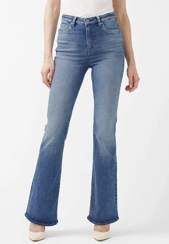 Joplin High Rise Women’s Jeans with Flared Leg - BL15899 Trendy Wide-Leg High-Waist Denim