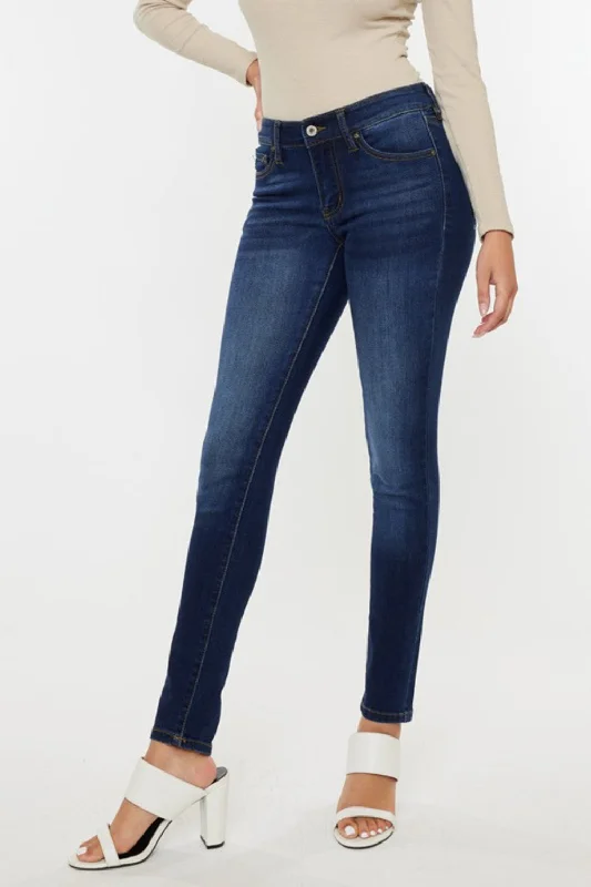 Charlotte Mid Rise Gradient Skinny Jeans Comfortable Full-Length Denim Jeans