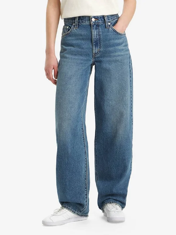 Baggy Dad Metaphor Mix Jeans Fashionable Frayed Hem Denim