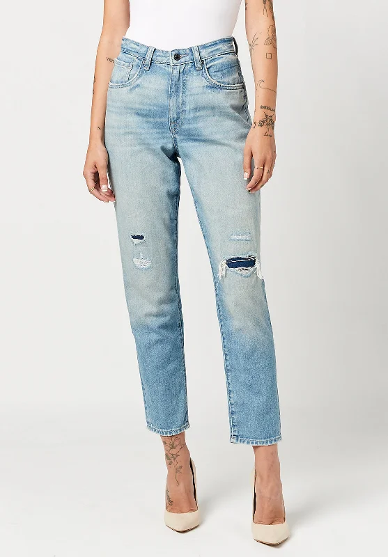 Margot Mom Jeans in Faded and Worn  - BL15729 Elegant Bootcut Fit Jeans