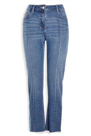 Next Womens Mid Blue Crop Jeans Trendy Low-Rise Bootcut Jeans