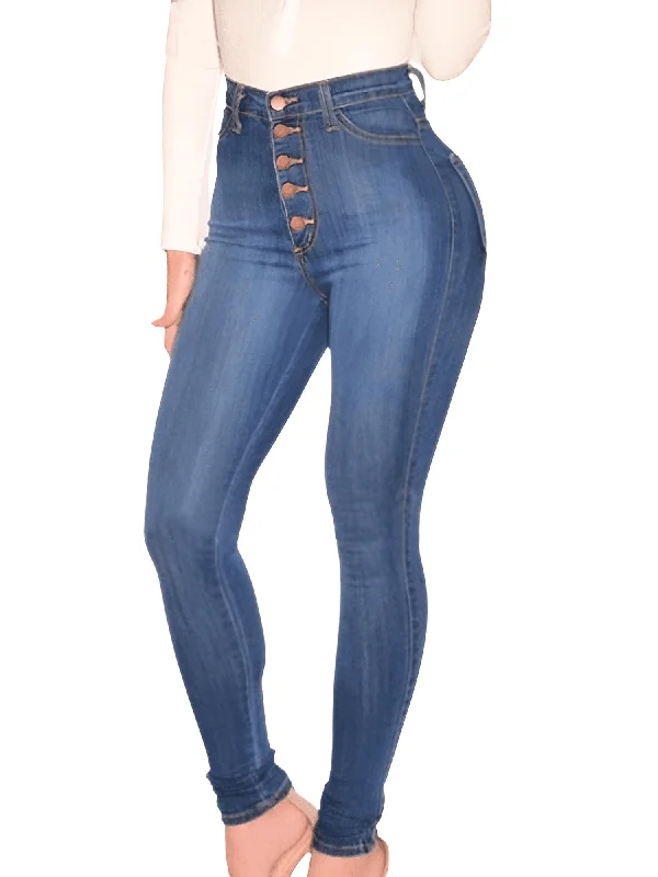 Button Up Stretch Plus Size Women's Skinny Jeans Cozy Tencel Blend Denim Jeans