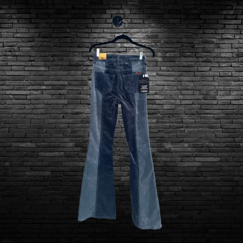 Rock & Roll Denim Blue Corduroy Button Flare Jeans Cozy Wide-Legged Jeans