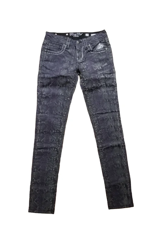 Python Skinny Jeans Comfortable Folded Hem Jeans