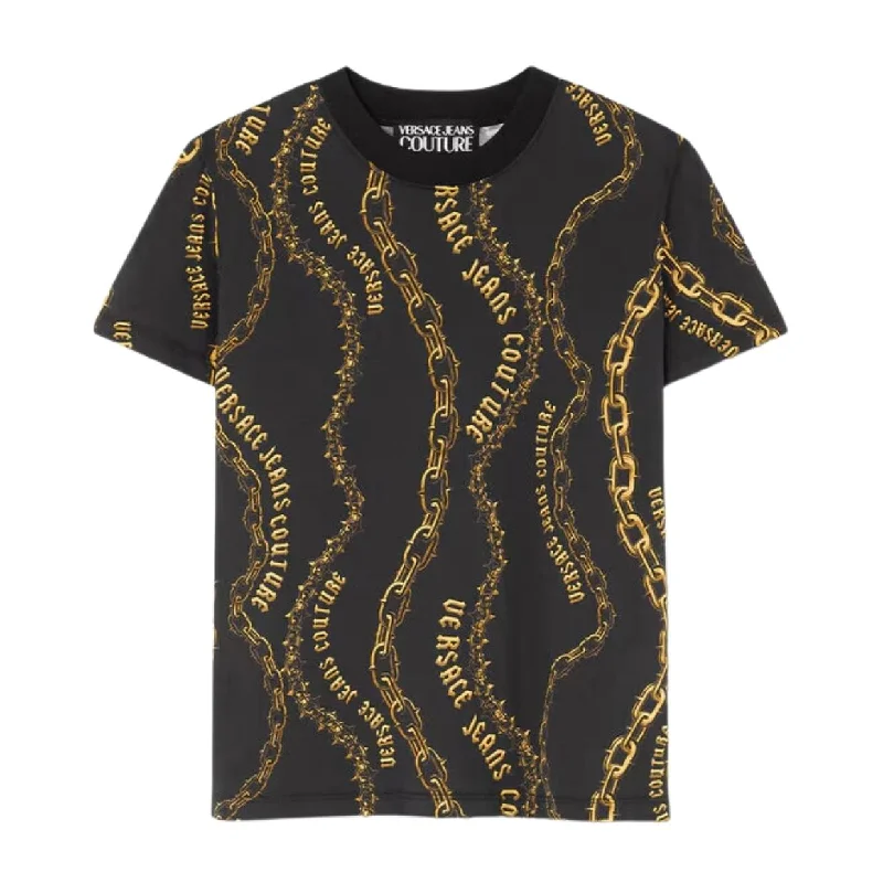 Versace Jeans Couture Chain Couture Black & Gold T-Shirt Casual Skinny Fit Jeans