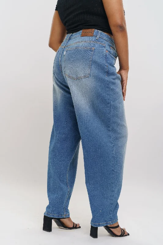 Vintage Look Slouchy Jeans Elegant Raw Hem Jeans